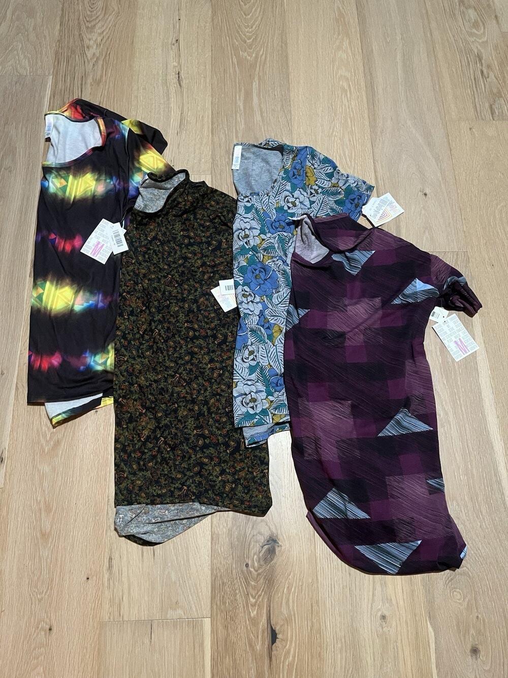 Lot Of 4 NWT Lularoe Women’s Medium M Classic T & Irma Tops Geometric AOP NOS